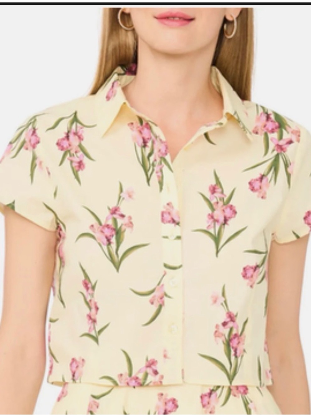 Ted Baker yellow cropped top w/iris pattern NWT size 4
